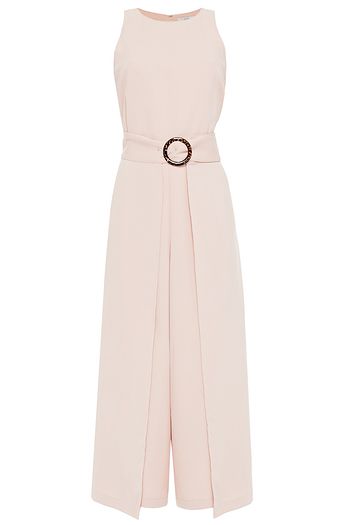 JOIE Mairead cropped belted piqué wide-leg jumpsuit