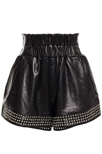 IRO Shorts aus Leder mit Ösenverzierung und Raffung