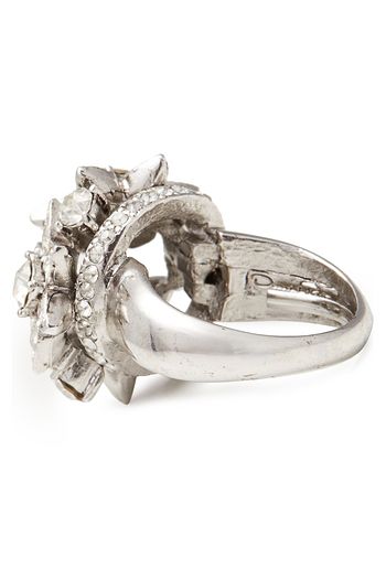 OSCAR DE LA RENTA Burnished silver-tone crystal ring