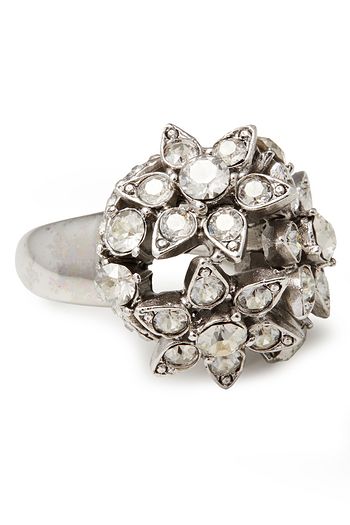 OSCAR DE LA RENTA Burnished silver-tone crystal ring