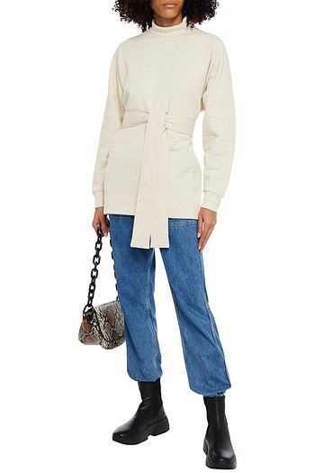 REMAIN BIRGER CHRISTENSEN Arno belted donegal cotton-blend fleece top