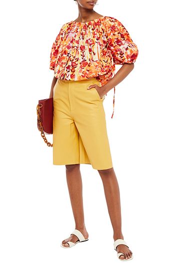MARNI Oberteil aus bedrucktem Shell mit Falten und Cut-outs