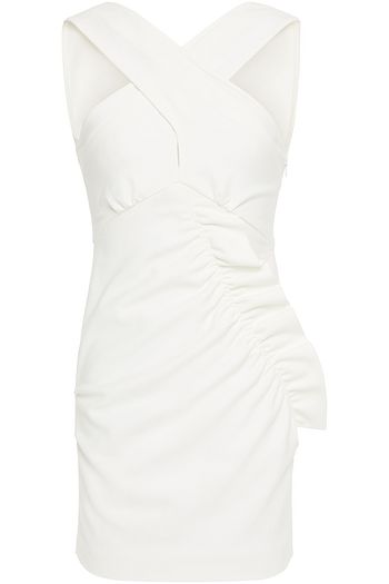 IRO Ruffle-trimmed ruched stretch-twill mini dress