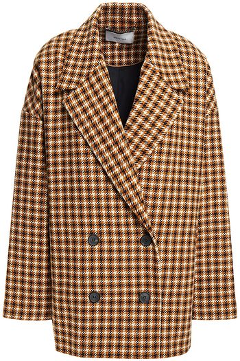 GESTUZ Double-breasted checked tweed blazer