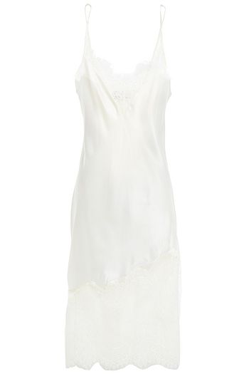 GINIA Chantilly lace-paneled silk-satin chemise