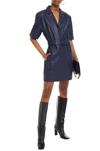 GESTUZ Belted leather mini dress