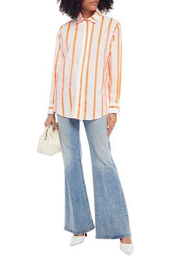 VICTORIA BECKHAM Striped cotton-blend shirt