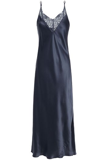 GINIA Lace-paneled silk-satin nightdress