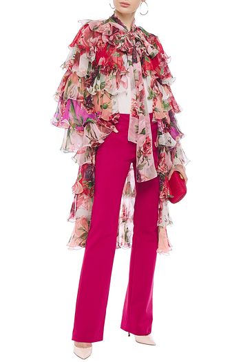 DOLCE & GABBANA Tiered ruffled floral-print silk-chiffon jacket