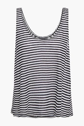 ENZA COSTA Striped slub linen-blend jersey tank