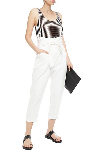 ENZA COSTA Striped slub linen-blend jersey tank