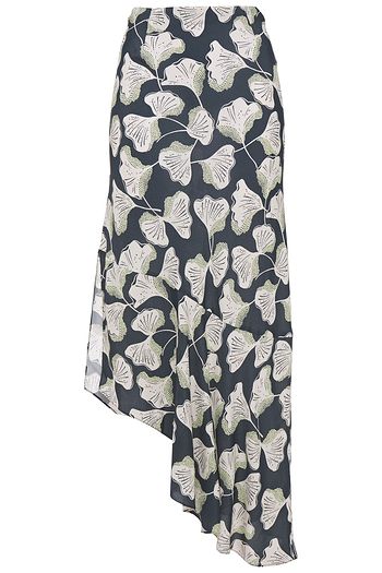 CHARLI Yvonne asymmetric printed crepe de chine midi skirt
