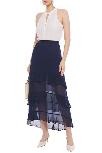 CHARLI Emanuelle tiered georgette maxi skirt