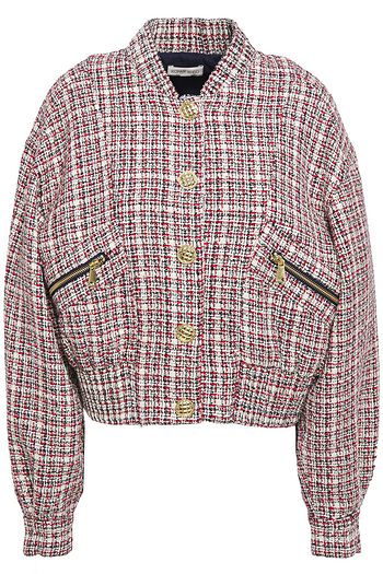 RONNY KOBO Sequin-embellished cotton-blend tweed bomber jacket