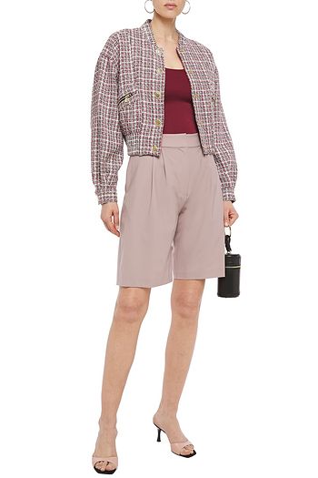 RONNY KOBO Sequin-embellished cotton-blend tweed bomber jacket