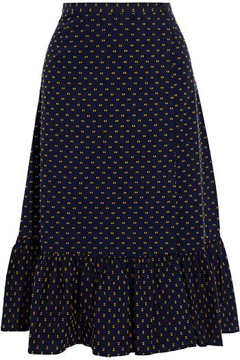 BAUM UND PFERDGARTEN Shakira ruffled fil coupé cotton-poplin midi wrap skirt