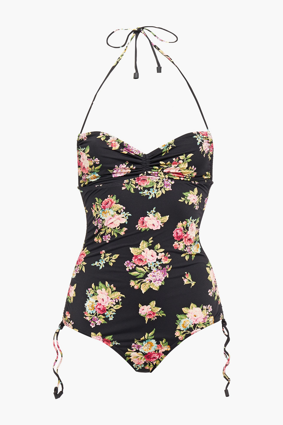 Woman Honour Ruched Floral-print Halterneck Swimsuit
