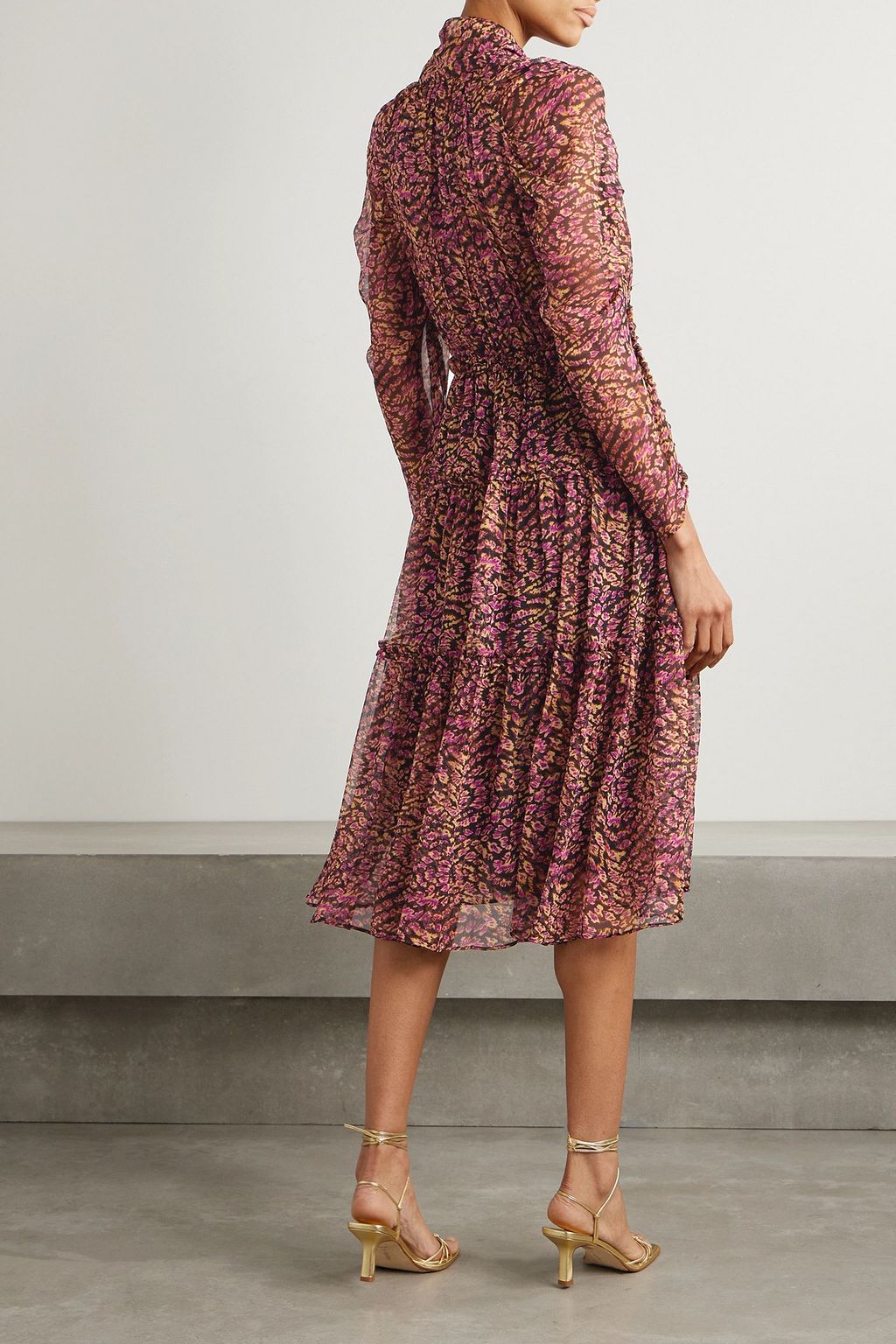Ulla Johnson Idalia Pussy Bow Printed Silk Chiffon Midi Dress The Outnet