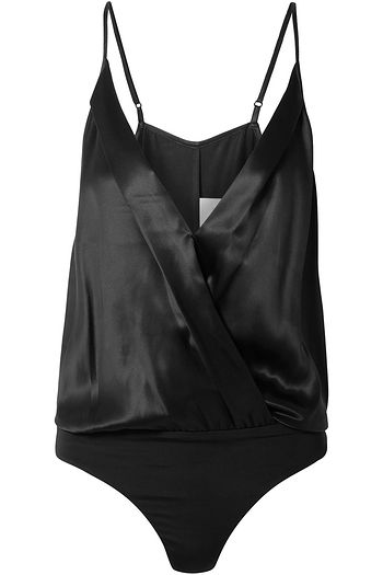 MICHELLE MASON Wrap-effect silk-satin jacquard bodysuit