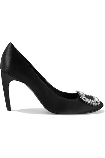 ROGER VIVIER Trompette crystal-embellished satin pumps