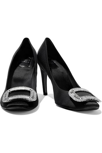 ROGER VIVIER Trompette crystal-embellished satin pumps