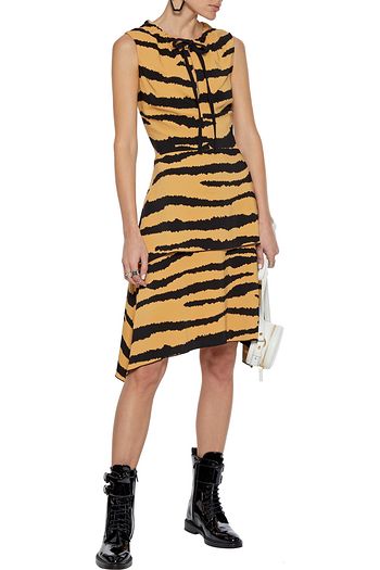 PROENZA SCHOULER Layered tiger-print cady dress