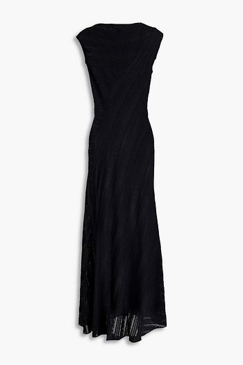 ALAÏA Pointelle-trimmed crochet-knit maxi dress