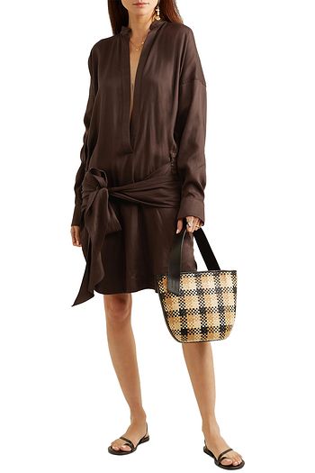 BONDI BORN Tie-detailed Lyocell mini dress