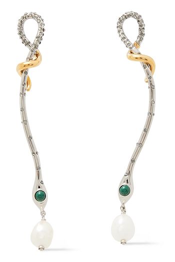 CHLOÉ Gold and silver-tone, crystal and pearl earrings