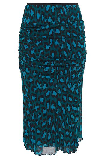 DIANE VON FURSTENBERG Ruched leopard-print stretch-jersey midi skirt