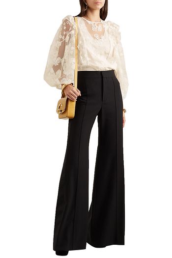 CHLOÉ Bluse aus Tüll mit Rüschen und Stickereien