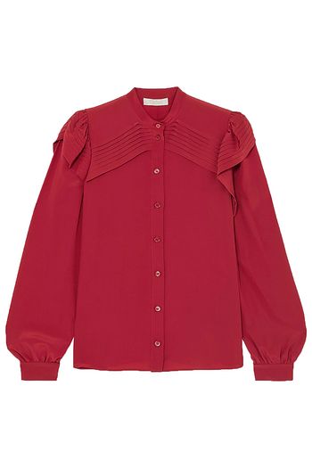 CHLOÉ Bluse aus Crêpe de Chine aus Seide mit Biesen und Rüschen