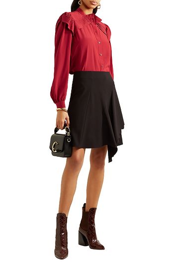 CHLOÉ Bluse aus Crêpe de Chine aus Seide mit Biesen und Rüschen