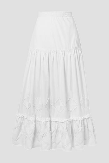CHUFY Miski crochet-trimmed tiered cotton maxi skirt