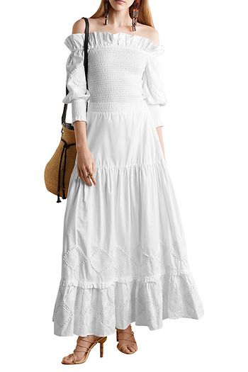 CHUFY Miski crochet-trimmed tiered cotton maxi skirt