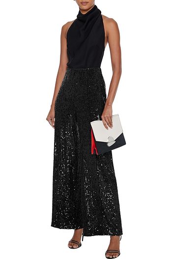 DIANE VON FURSTENBERG Rhiannon sequined mesh wide-leg pants