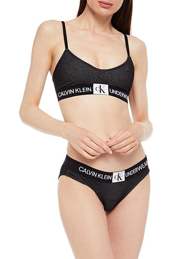 CALVIN KLEIN Jacquard-trimmed stretch-cotton jersey low-rise briefs