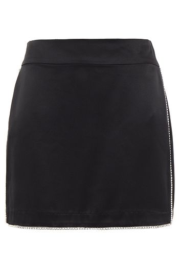 MICHELLE MASON Crystal-embellished silk-charmeuse mini skirt