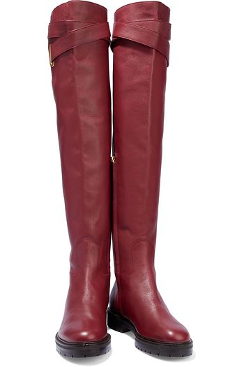 VALENTINO GARAVANI Bowrap buckled leather over-the-knee boots