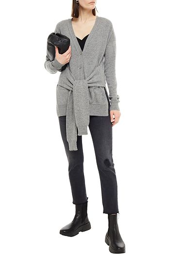 AUTUMN CASHMERE Knotted mélange cashmere cardigan