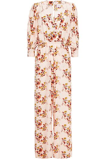 IRO Jumpsuit mit weitem Bein aus Crêpe de Chine mit floralem Print und Wickeleffekt