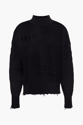 COTTON BY AUTUMN CASHMERE Distressed knitted turtleneck sweater