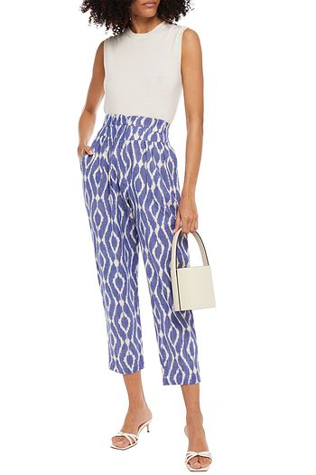IRO Trizay cropped pleated cotton-jacquard tapered pants