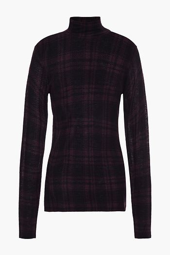 AUTUMN CASHMERE Checked cashmere turtleneck sweater