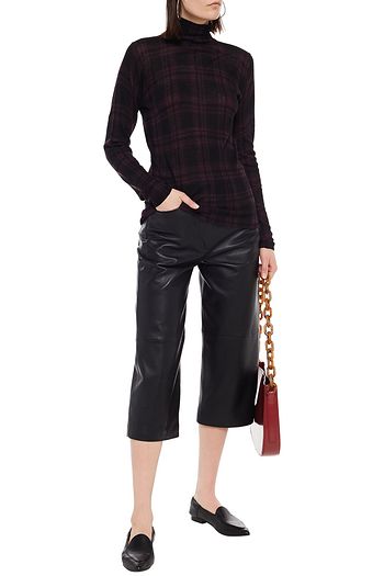 AUTUMN CASHMERE Checked cashmere turtleneck sweater