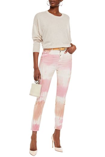 IRO Palerm tie-dye cotton-blend velvet slim-leg pants
