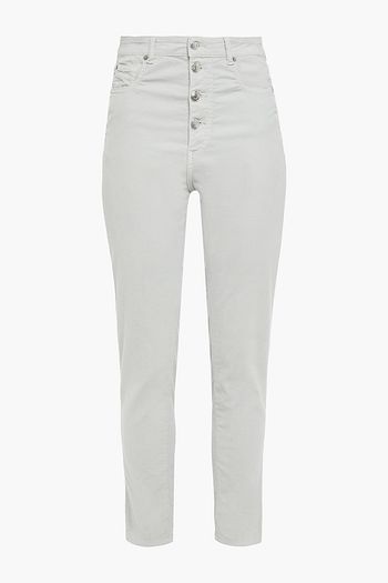 IRO Cropped cotton-blend velvet slim-leg pants
