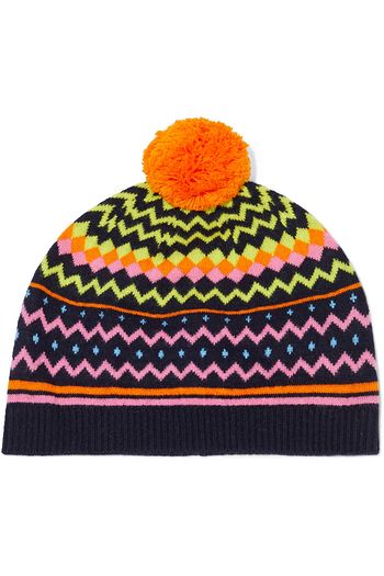 CHINTI & PARKER Pompom-embellished Fair Isle wool and cashmere-blend beanie