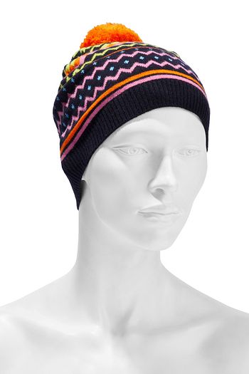 CHINTI & PARKER Pompom-embellished Fair Isle wool and cashmere-blend beanie