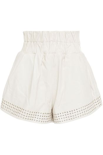 IRO Eyelet-trimmed leather shorts
